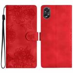 For OPPO A18 / A38 Cherry Blossom Butterfly Skin Feel Embossed PU Phone Case(Red)