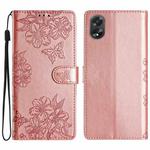 For OPPO A18 / A38 Cherry Blossom Butterfly Skin Feel Embossed PU Phone Case(Rose Gold)