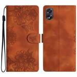 For OPPO A58 / A78 Cherry Blossom Butterfly Skin Feel Embossed PU Phone Case(Brown)