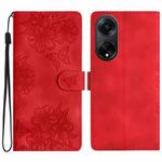 For OPPO A98 5G / F23 5G Cherry Blossom Butterfly Skin Feel Embossed PU Phone Case(Red)
