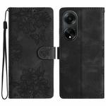 For OPPO A98 5G / F23 5G Cherry Blossom Butterfly Skin Feel Embossed PU Phone Case(Black)
