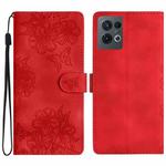 For OPPO Reno8 Pro 5G Global Cherry Blossom Butterfly Skin Feel Embossed PU Phone Case(Red)