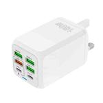 150W 4 x USB + 2 x USB-C / Type-C Multi-port Fast Charger, UK Plug(White)