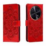 For Huawei Enjoy 70 Pro Sun Mandala Embossing Pattern Phone Leather Case(Red)