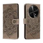 For Huawei Enjoy 70 Pro Sun Mandala Embossing Pattern Phone Leather Case(Grey)