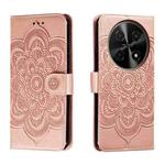 For Huawei Enjoy 70 Pro Sun Mandala Embossing Pattern Phone Leather Case(Rose Gold)