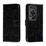 For Huawei Enjoy 70 Sun Mandala Embossing Pattern Phone Leather Case(Black)