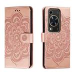 For Huawei Enjoy 70 Sun Mandala Embossing Pattern Phone Leather Case(Rose Gold)