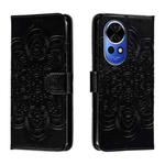 For Huawei Nova 12 Sun Mandala Embossing Pattern Phone Leather Case(Black)