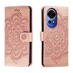 For Huawei Nova 12 Sun Mandala Embossing Pattern Phone Leather Case(Rose Gold)