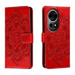 For Huawei Nova 12 Pro Sun Mandala Embossing Pattern Phone Leather Case(Red)