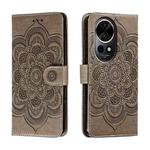 For Huawei Nova 12 Pro Sun Mandala Embossing Pattern Phone Leather Case(Grey)