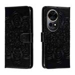 For Huawei Nova 12 Pro Sun Mandala Embossing Pattern Phone Leather Case(Black)