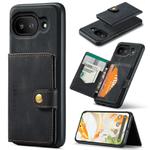 For Google Pixel 9a JEEHOOD J01 Retro Magnetic Detachable Wallet Phone Case(Black)