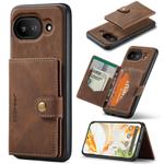 For Google Pixel 9a JEEHOOD J01 Retro Magnetic Detachable Wallet Phone Case(Brown)