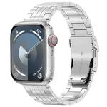 For Apple Watch Series 6 44mm Five-bead Safety Buckle Titanium Alloy Watch Band(Silver)
