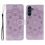For Samsung Galaxy A25 Sun Mandala Embossing Pattern Phone Leather Case(Purple)