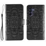 For Samsung Galaxy A36 Sun Mandala Embossing Pattern Phone Leather Case(Black)