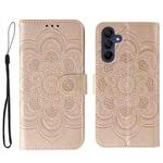 For Samsung Galaxy A36 Sun Mandala Embossing Pattern Phone Leather Case(Rose Gold)