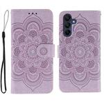 For Samsung Galaxy A36 Sun Mandala Embossing Pattern Phone Leather Case(Purple)