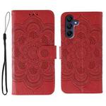 For Samsung Galaxy A56 Sun Mandala Embossing Pattern Phone Leather Case(Red)