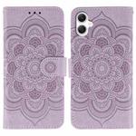For Samsung Galaxy A05 Sun Mandala Embossing Pattern Phone Leather Case(Purple)