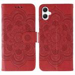 For Samsung Galaxy A06 4G / 5G / A07 5G Sun Mandala Embossing Pattern Phone Leather Case(Red)