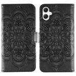 For Samsung Galaxy A06 4G / 5G / A07 5G Sun Mandala Embossing Pattern Phone Leather Case(Black)