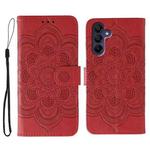 For Samsung Galaxy S25+ / S24+ 5G Sun Mandala Embossing Pattern Phone Leather Case(Red)