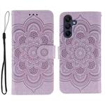 For Samsung Galaxy S25+ / S24+ 5G Sun Mandala Embossing Pattern Phone Leather Case(Purple)