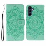 For Samsung Galaxy S25+ / S24+ 5G Sun Mandala Embossing Pattern Phone Leather Case(Green)