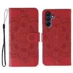 For Samsung Galaxy S25 / S24 5G Sun Mandala Embossing Pattern Phone Leather Case(Red)