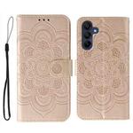For Samsung Galaxy S25 / S24 5G Sun Mandala Embossing Pattern Phone Leather Case(Rose Gold)