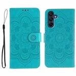 For Samsung Galaxy S25 / S24 5G Sun Mandala Embossing Pattern Phone Leather Case(Blue)