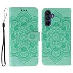 For Samsung Galaxy S25 / S24 5G Sun Mandala Embossing Pattern Phone Leather Case(Green)