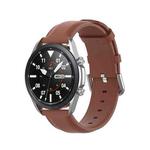 For Galaxy Watch 3 41mm Round Tail Leather Watch Band, Size: Free Size 20mm(Brown)
