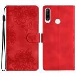 For Huawei P30 lite Cherry Blossom Butterfly Skin Feel Embossed PU Phone Case(Red)