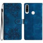 For Huawei P30 lite Cherry Blossom Butterfly Skin Feel Embossed PU Phone Case(Blue)
