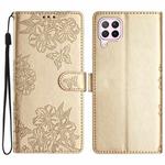 For Huawei P40 lite Cherry Blossom Butterfly Skin Feel Embossed PU Phone Case(Gold)