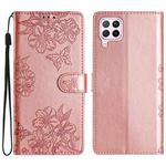 For Huawei P40 lite Cherry Blossom Butterfly Skin Feel Embossed PU Phone Case(Rose Gold)