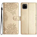 For Huawei Y5p / Honor 9S Cherry Blossom Butterfly Skin Feel Embossed PU Phone Case(Gold)