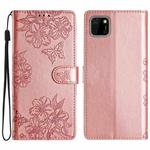For Huawei Y5p / Honor 9S Cherry Blossom Butterfly Skin Feel Embossed PU Phone Case(Rose Gold)