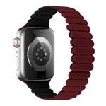For Apple Watch SE 2023 44mm Bamboo Magnetic Silicone Watch Band(Wine Red Black)