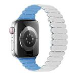 For Apple Watch SE 2023 40mm Bamboo Magnetic Silicone Watch Band(White Fog Blue)