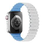 For Apple Watch Series 9 45mm Bamboo Magnetic Silicone Watch Band(White Fog Blue)