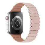 For Apple Watch Series 9 41mm Bamboo Magnetic Silicone Watch Band(Pink Rose Grey)