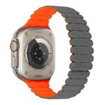 For Apple Watch Ultra 49mm Bamboo Magnetic Silicone Watch Band(Grey Orange)