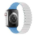 For Apple Watch Series 8 41mm Bamboo Magnetic Silicone Watch Band(White Fog Blue)