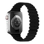 For Apple Watch SE 2022 44mm Bamboo Magnetic Silicone Watch Band(Black)