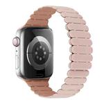 For Apple Watch SE 44mm Bamboo Magnetic Silicone Watch Band(Pink Rose Grey)